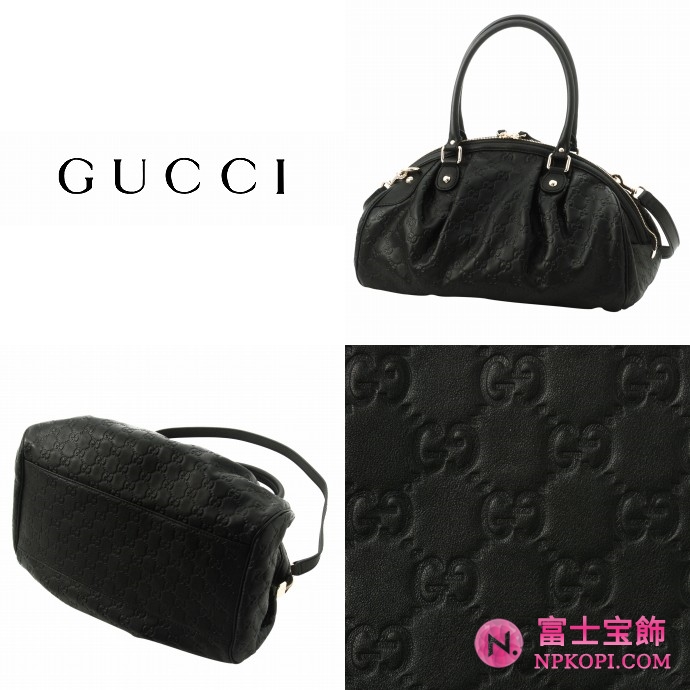GUCCI/グッチ 2012年春夏SUKEYグッチシマGG柄Gチャーム付きミディアムボストンバッグ 223974 AA61G 1000 